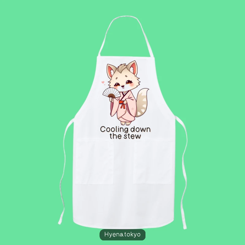 Funny Hyena Kimono Fan Apron: Elegant Kitchen Gift