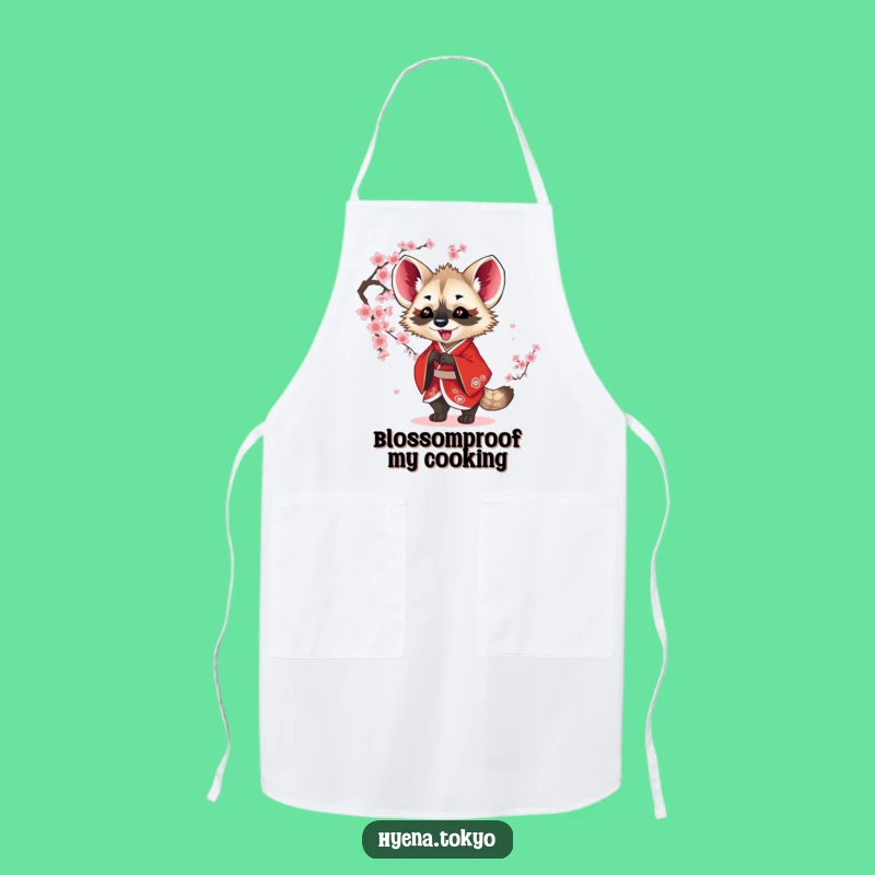 Funny Hyena Red Kimono Blossom Batting Apron - Cook with Comedy!