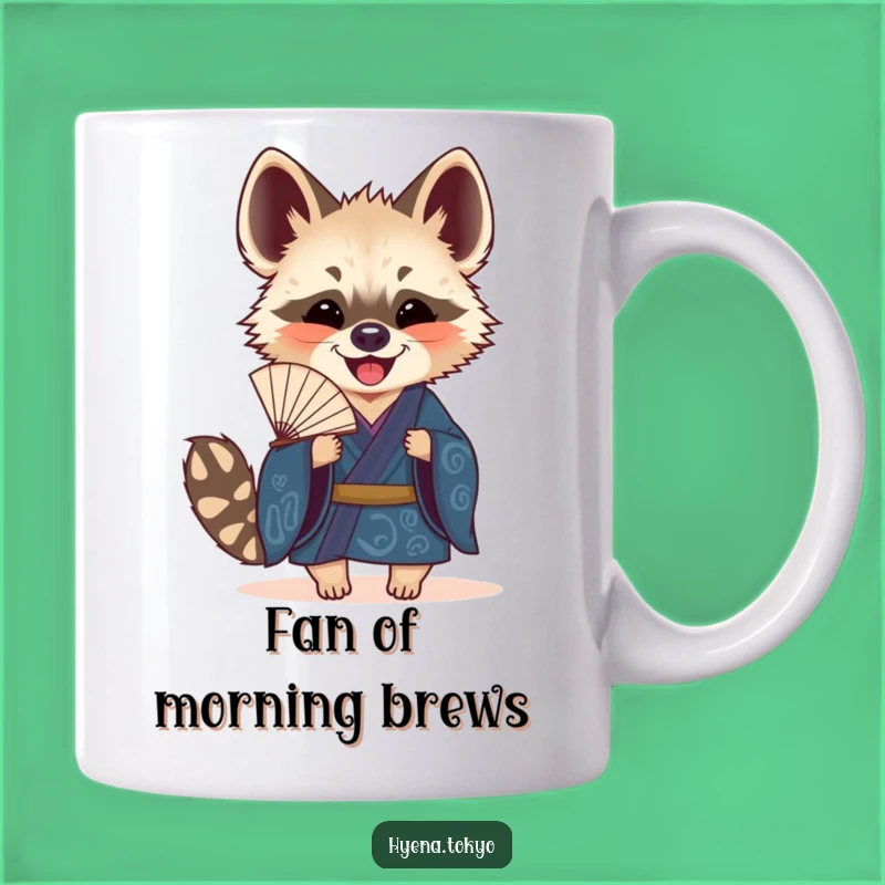 Funny Hyena Fan Mug: Joyful Kimono Art, Perfect Funny Gift for Party Lovers