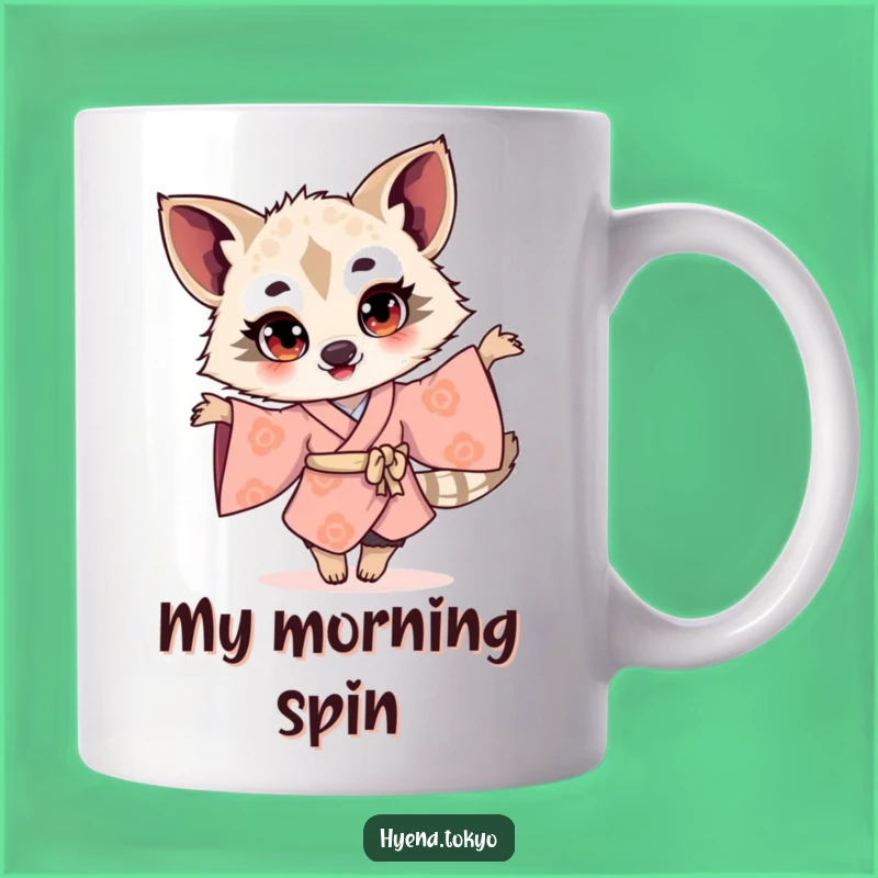 Funny Hyena Kimono Twirling Mug: Joyful Character Gift
