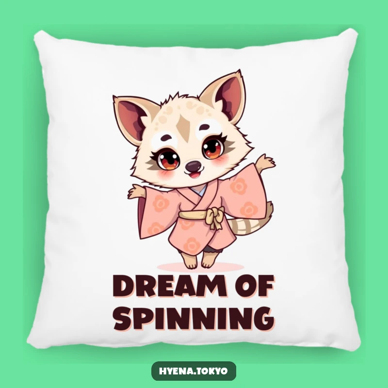 Funny Hyena Kimono Twirling Pillow: Cozy Joyful Accent Gift
