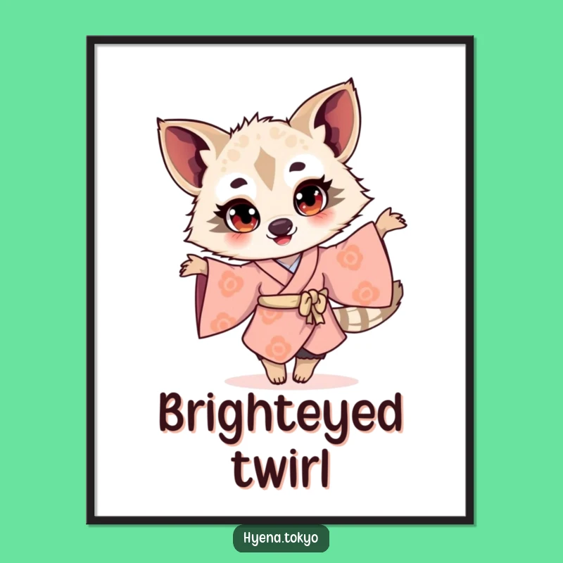 Funny Hyena Kimono Twirling Digital Art: Joyful Decor Gift