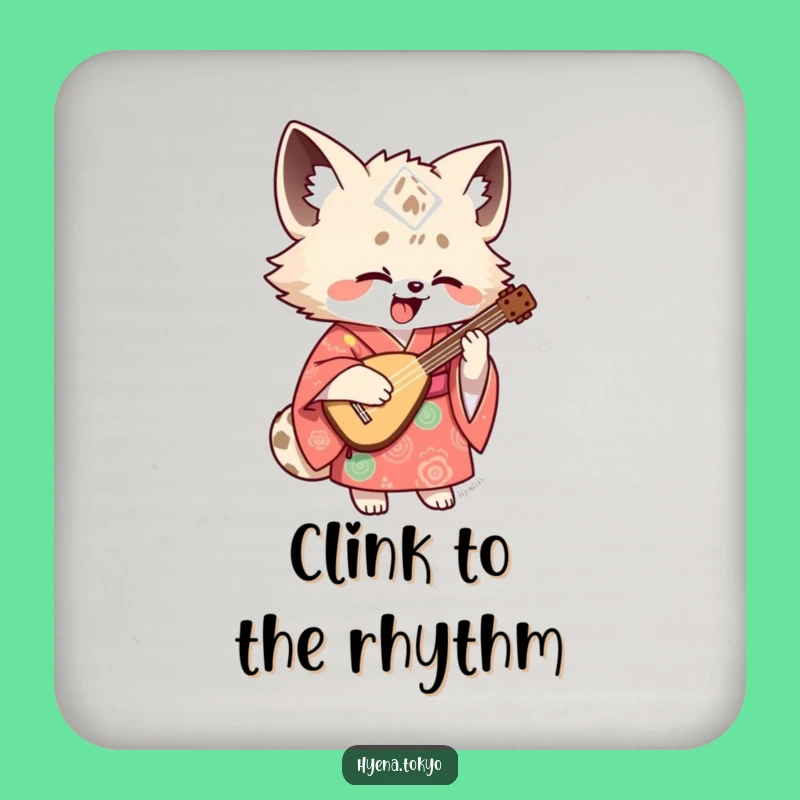 Funny Hyena Shamisen Coaster: Musical Character Drink Protector Gift