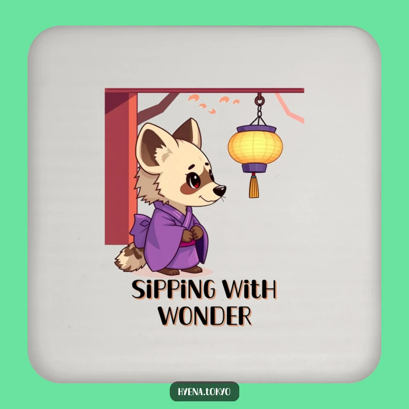 Funny Hyena Purple Kimono Lantern Fascination Coaster - Sip with Serenity!