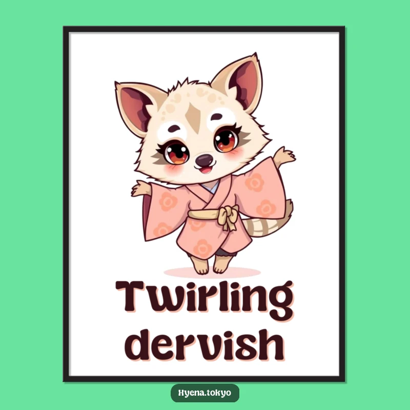 Funny Hyena Kimono Twirling Poster: Vibrant Wall Art Gift