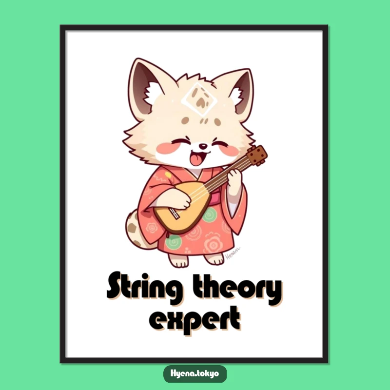 Funny Hyena Shamisen Poster: Vibrant Musician Character Wall Art Gift