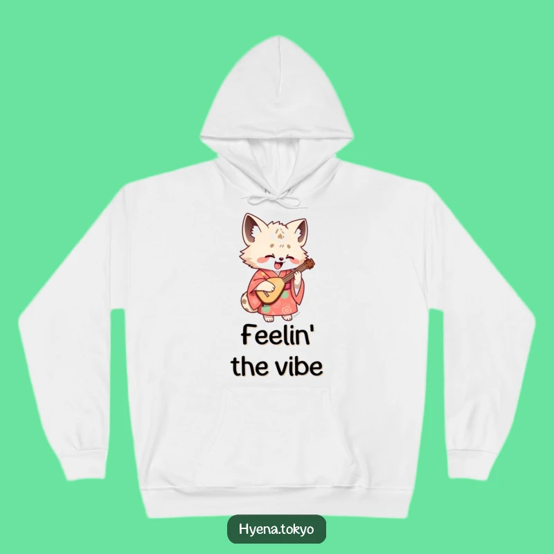 Funny Hyena Shamisen Hoodie: Cozy Musician Character Warm Gift