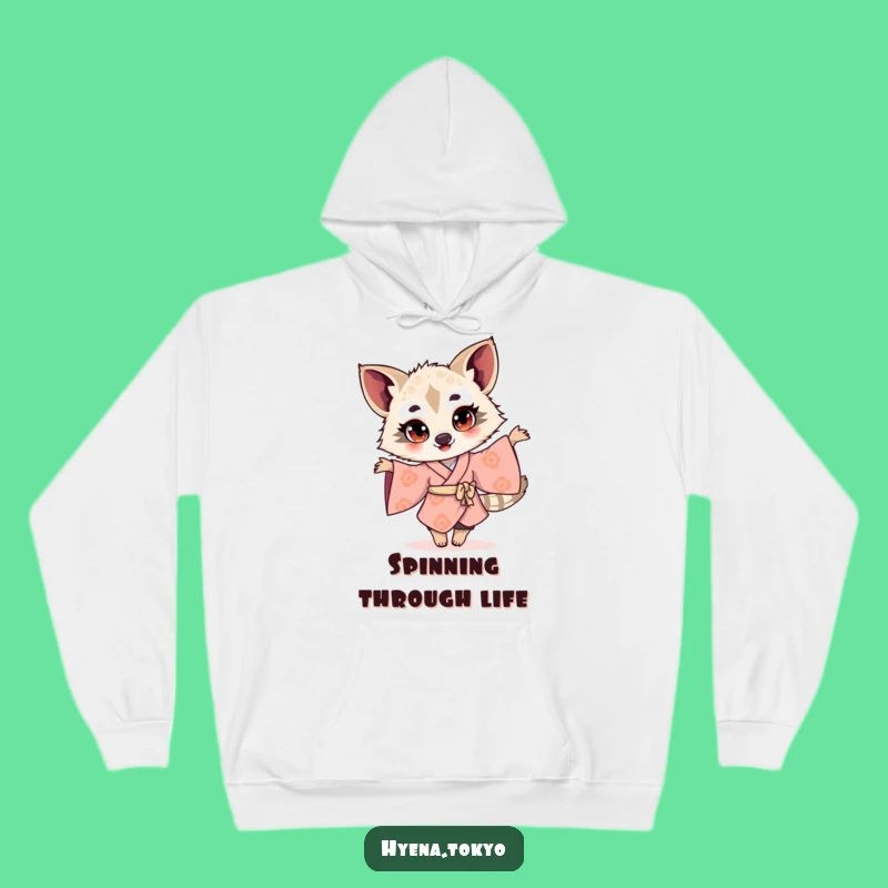 Funny Hyena Kimono Twirling Hoodie: Cozy Joyful Character Gift
