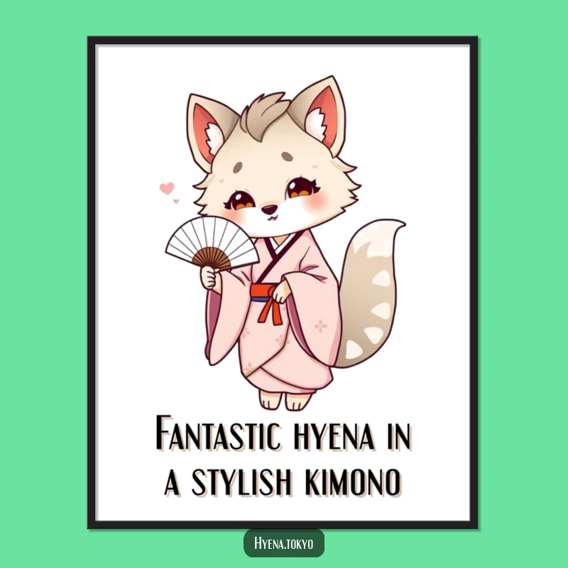 Free Printable Wall Art: Hyena Kimono Fan Art, Funny Downloadable Decor