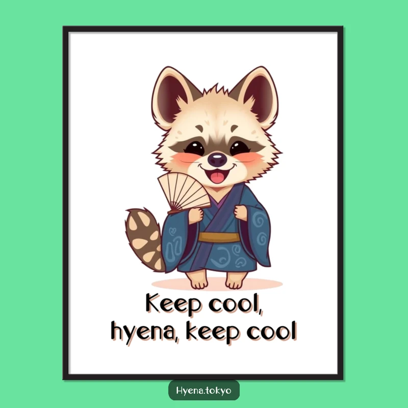 Free Printable Wall Art: Hyena with Fan - Downloadable Art for Joyful & Funny Decor!