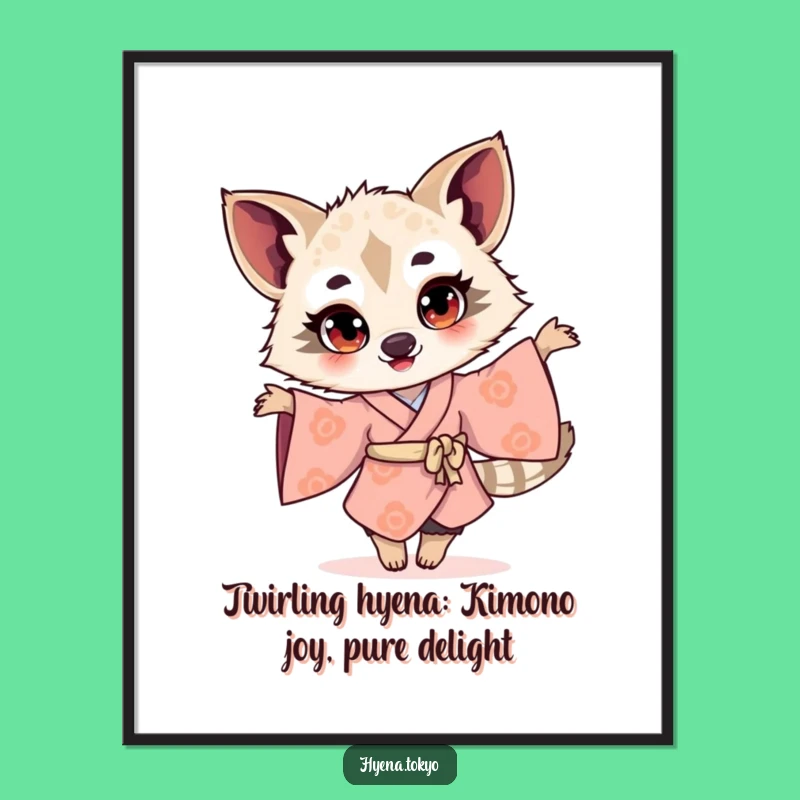 Free Printable Wall Art: Twirling Hyena Kimono Art, Funny Downloadable Decor