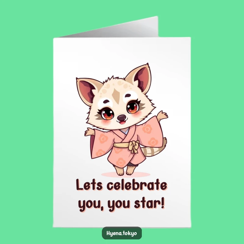 Free Printable Birthday Card: Twirling Hyena, Joyful Downloadable Greeting