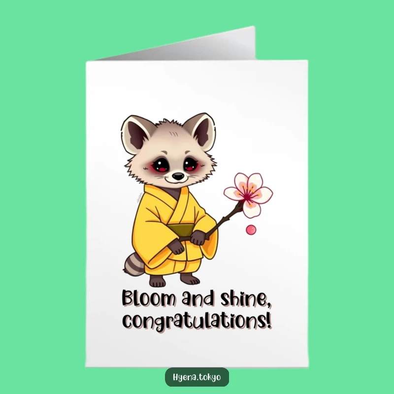 Yellow Kimono Hyena Congrats Free Printable Card - Sweet Downloadable Gift