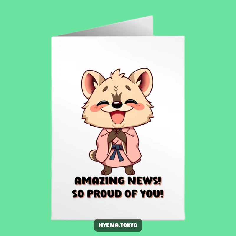 Free Printable Congrats Card: Hyena's Grinning Bow, Downloadable Celebration