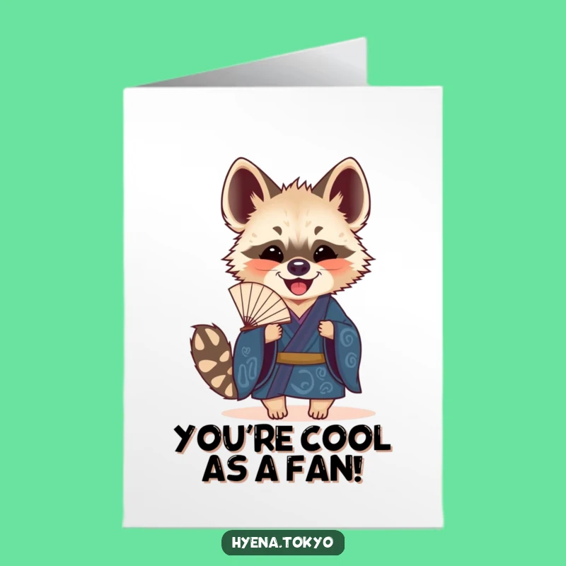 Free Printable Congrats Card: Hyena & Fan - Funny Downloadable Greeting for Joyful Wins!