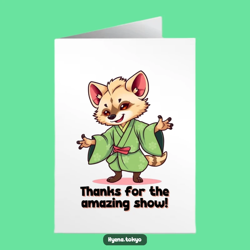 Free Printable Thank You Card: Dancing Hyena - Funny Downloadable Appreciation with Flair!