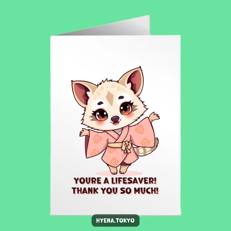 Free Printable Thank You Card: Grateful Hyena's Twirl, Downloadable Thanks