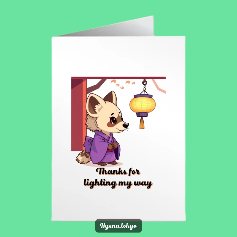 Hyena Lantern Kimono Thank You Free Printable Card - Funny Downloadable Gift