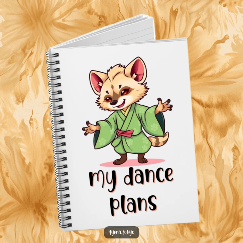 Funny Hyena Kimono Notebook: Lined notebook featuring a hyena in a green kimono dancing gracefully, perfect for notes and ideas.