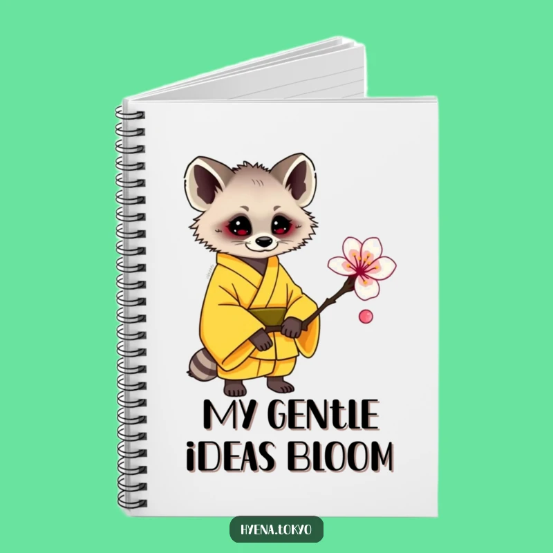 Funny Hyena Yellow Kimono Plum Blossom Offering Notebook - Write Kindly!