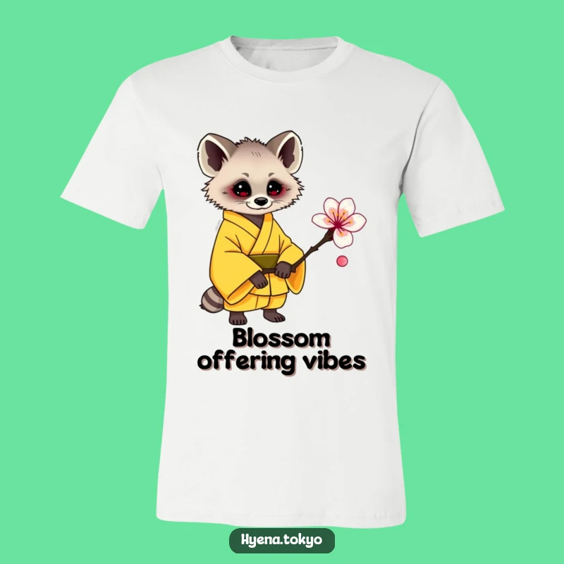 Funny Hyena Yellow Kimono Plum Blossom Offering T-Shirt - Gentle Humor Gift