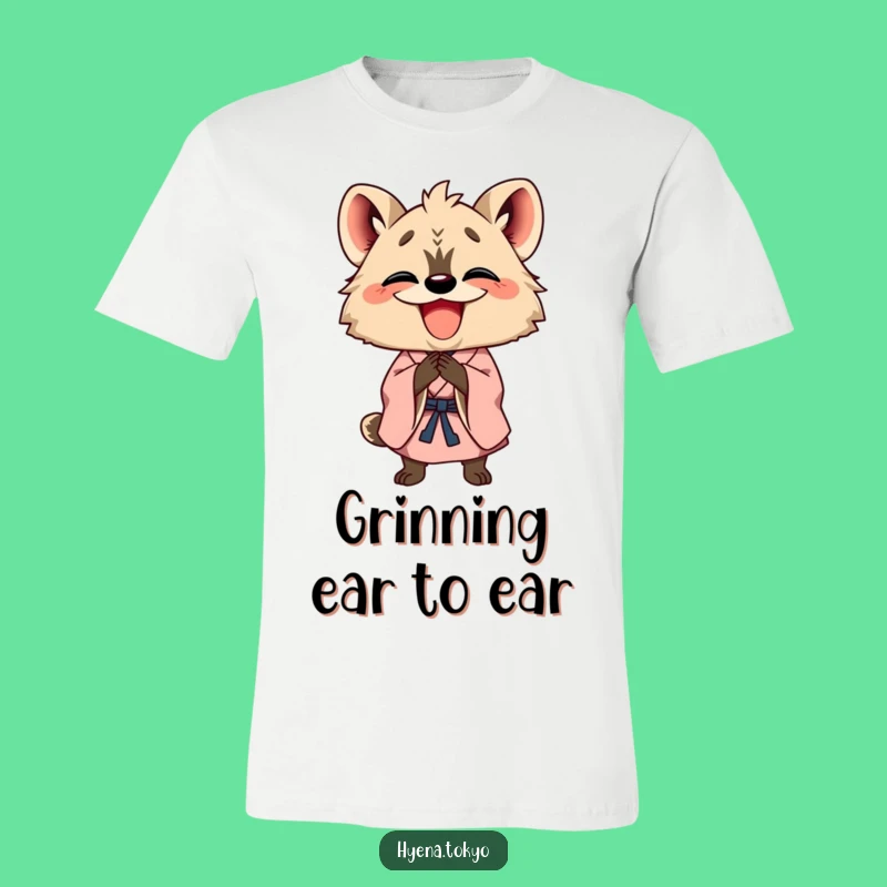 Funny Hyena Kimono Bowing T-Shirt: Happy Character Tee Gift