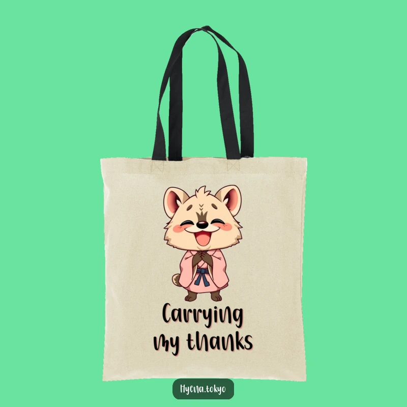 Funny Hyena Kimono Bowing Tote Bag: Cheerful Carryall Gift