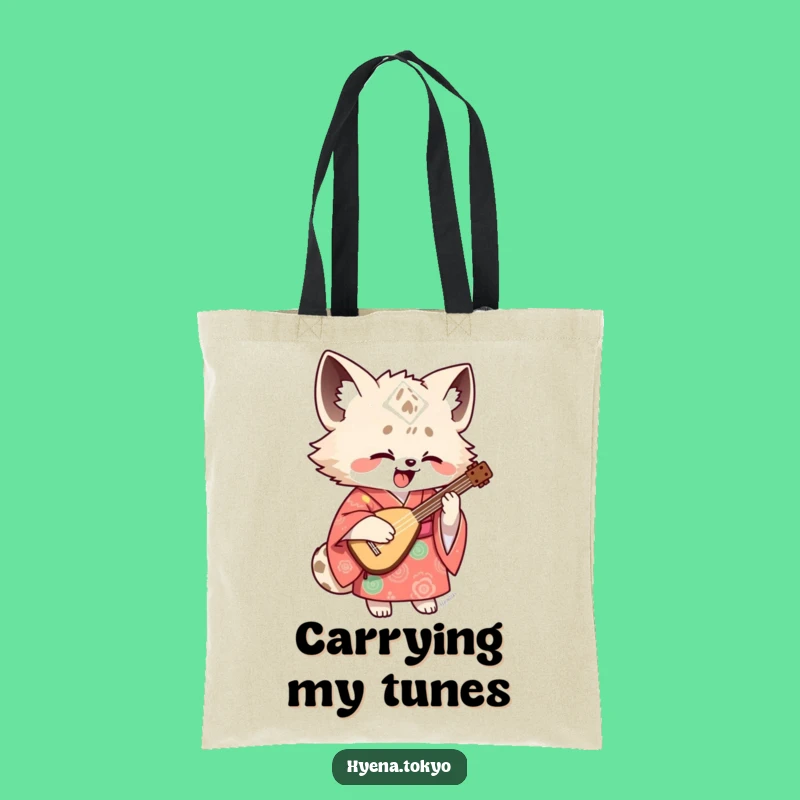 Funny Hyena Shamisen Tote Bag: Stylish Musician Character Carryall Gift