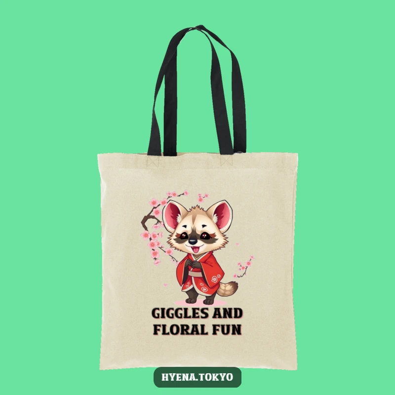 Funny Hyena Red Kimono Blossom Batting Tote Bag - Carry Your Laughs!